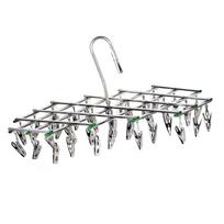 Drying Rack 35 Clips Stainless Steel Folding Laundry Drying Rack Swivel Clothes Underwear Sock Hanger Laundry Accessories 35 clips  1 set gray