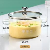 Sutirštintas didelio silicio boro kiekis Stiklinis puodas Skaidrus puodas Sriubos puodas Šildomas dviejų rankenų puodas su dangteliu 1500ML