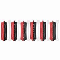 6Pcs Hair Rollers Wave Heat Perm Rod Hair Clip Curlers Hairdressing Tool with Rubber Band #1 black