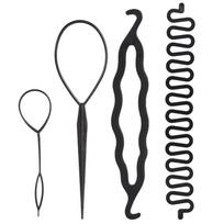 New Women Fashion Hair Styling Clip Bun Maker Braiding Tool DIY Accessories(9PCS) black