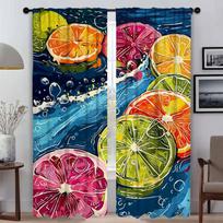 Window Curtain for Room 2 Panel Colorful Fruit Anti-mosquito Curtains for Camera Halloween Decoration Partition Shades Living W50xH70cmx2pcs-CL