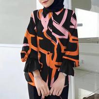 Spring Vintage Flare Sleeve Casual Women's Shirts Plus Size Print Striped Loose Blouses Women Tops Elegant Simple Office Ladies Blouse S-5XL 26046 S juoda