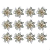 12pcs Artificial Flowers Christmas Glitter Centerpiece Ornaments for Wedding auksas