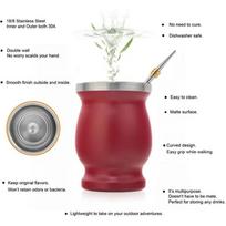 Yerba Mate Gourd Set Double-Wall Stainless Steel Mate Tea Cup and Bombilla Set Includes Yerba Mate Gourd (Cup) With One Bombilla black