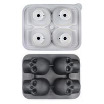 Helovino kaukolės silikoninė ledo formelė viskiui, kokteiliams 4-piece skull juoda