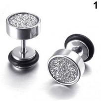 Men's 8mm 316L Stainless Steel Barbell Punk Gothic Round Ear Stud Earrings ARI sidabras