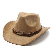 Autumn And Winter Denim Suede Jazz Hat Children French Belt Beige Panama Top Hat Flat Brim Retro Knight Hat M（56-59cm）