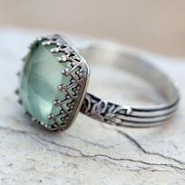 Mint Green Imitation Emerald Retro Ladies' Ring No.9 gray