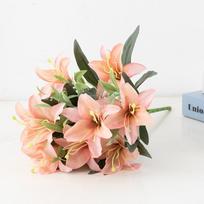 1 Bouquet Fake Artificial Lily Flower 40cm 10 Heads Silk Lily Bouquets for Home Hotel Flower Arrangement Wedding Party Decor ruda
