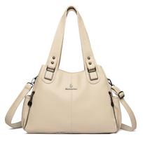 Elegantiška odinė rankinė moterims aukštos kokybės moteriškos rankinės viršutine rankena Sac didelės talpos rankinė per petį beige