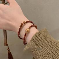 Ping An Happy Fu New Chinese Stone Bracelet Women'S Retro Ethnic Style Niche Design Beaded Jewelry