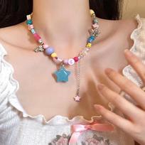 Dopamine Summer Beaded Necklace: Sweet, Unique Design for Women’s Cool Clavicle Style brown