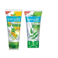 Everyuth Tulsi ir ciberžolės veido prausiklis 50 g ir valomasis nimbamedžio veido prausiklis, 50 g, kombinuotas paketas blue