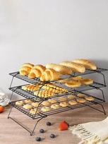 Nepridegančios vielos grotelės kepimo skarda torto aušinimo grotelės nerūdijančio plieno orkaitė virtuvė pica duona sausainių laikiklis kepsninė lentynėlė 3pcs set juoda