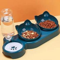 Pet Food Feeder And Waterer Detachable Cat Anti-overturning Bowl Anti-Leak Water 1pc mėlyna