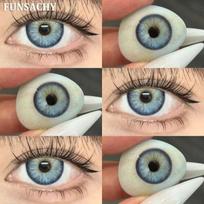 Funsachy 2Pcs Colored Contact Lenses for Mixed Race Eyes Blue Brown Gray Contact Lens Pupil Soft Natural Lens