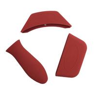 3 Pieces Handle Protector Heat-insulated Anti-deform Pan Grip Sleeve Tool Silicone Pot Wear-resistant Kitchen Accessory Shop raudona