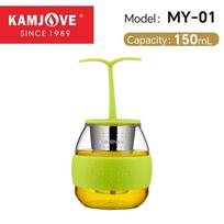 KAMJOVE Cute Food Grade Silicone Summer Grass Cup Cartoon Sprouting Shaped Glass Water Bottle Beverage Fruit Tea Lemon Cup  Gift 150ml red