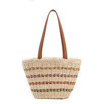 Fashionable women's braided straw bag designer brand feminine bags luxurious shoulder bag beach basket simple bag summer fashion