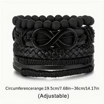 4pcs Punk Hip Hop Bracelet Infinity Loop Faux Leather Woven Rope Handmade Pendant Men's Bracelet  Delicate Jewelry juoda