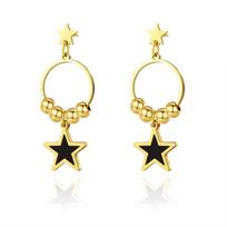 Cute Pentagram Pendant Earrings Women's Titanium Steel Does Not Fade Fashionable and Versatile Exquisite and Sweet Stainless Steel Stud Earrings Plated 14K furnace real gold