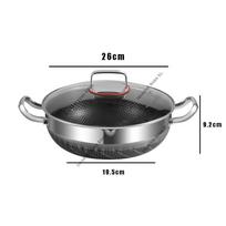 30cm Wok Non-Stick Egg Frying Pan Stainless Steel Soup Pot Honeycomb Induction Cooker Gas Stove General Durable Kitchen Cookware