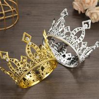 Barokinis aukso ir sidabro gimtadienio torto vainikas: Vaikiškas plastmasinis galvos apdangalas Small Silver Plastic Diamond Crown white