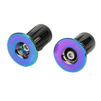1Pair Bike Handlebar Grips Bar Ends Screw Plugs Electroplate Colorful Bicycle Cycling Accessory black