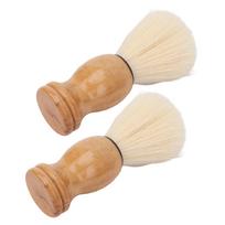 Mini skutimosi šepetėlis sintetinis medinė rankena minkštas vyriškas skutimosi šepetėlis kelionėms, naudojimui namuose beige