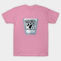 T Shirt Women Drinking Vodka Harajuku Print Kawaii Tshirt Summer Short Sleeve Female T-Shirt Top Tee S rožinė