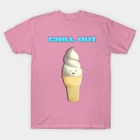 T Shirt Women Chill Out Vanilla Soft Serve Ice Cream Shirt Harajuku Print Kawaii Tshirt Summer Short Sleeve Female T-Shirt Top Tee S rožinė