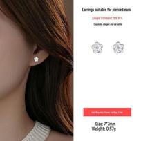 Ruye 999 Sterling Silver Camellia Earrings: High-End, Niche Luxury, 2023 Trendy Women's Earrings