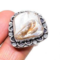Milky Opal Carving Handmade 925 Sterling Silver Jewelry Ring Size 8 f8Z33