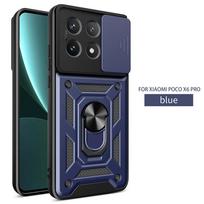 For Xiaomi Mi Poco X6 Pro 5G Case Magnetic Ring Armor Phone Cases For Poko Little X6 X 6 Pro X6pro Camera Protection Back Cover For Poco X6 Pro 5G tamsiai mėlyna spalva