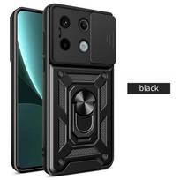 For Xiaomi Redmi Note 13 Pro Case Slide Lens Armor Phone Case For Redmi Note13 13Pro + Plus Car Magnetic Holder Ring Back Cover Redmi Note 13 5G
