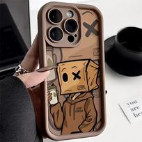 Cartoon Box Man Pattern Matte Soft Phone Case For iPhone 13 11 12 16 14 15 Pro Max 8 7 Plus X XR XS SE Silicone Shockproof Cover For iPhone 16Pro Max