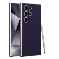 Metališkos lako odos S24Ultra telefono dėklas Samsung Galaxy S23 S24 S25 Ultra kietas PC korpusas prabangus odinis apsauginis dangtelis For Galaxy S23 Ultra&Only Case (No Pen)