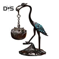 Lotus Bird Incense Burner Zinc Alloy Aromatherapy Diffuser Vintage Hanging Lotus And Bird Incense Burner for Home Office Bedroom Yoga Room A black