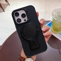 Luxury Magnetic Stand Holder For Magsafe Soft Case For iPhone 16 15 14 13 12 11 Pro Max Fold Bracket Matte Silicone Bumper Cover iPhone 11 juoda