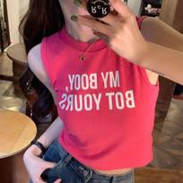 Trendy Jazz Bottoming Tops: Sleeveless Printed Vests, Summer Tights, Suspenders, Sweet & Spicy Styles for Women & Hot Girls Large rožinė raudona spalva