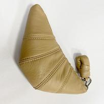 Natūralios odos mini kruasano formos krepšys-koldūnas - Monetų piniginė ir piniginė su ID ir raktų laikikliu 21*2.5*9 cm smėlinė