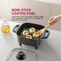 AORAN Electric Frying Pan, Electric Hot Pot, Electric Cooking Pot, Multifunctional Non Stick Integrated Pot us black