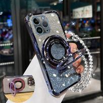 Blizgantis krištolinis apyrankė, skirta Magsafe telefono laikiklio dėklui, skirtas Samsung Galaxy S24 S23 S22 S21 S20 FE Note20 Ultra Plus, dangtelis su laikikliu For Samsung S24FE gray