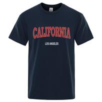 Los Angeles California City Letter Graphic Tshirts Man Casual Breathable Cotton Loose Summer Oversized T Shirt S