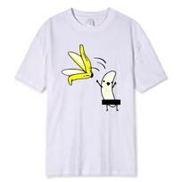 Men Banana Disrobe Overcoat Funny Print T-shirt Humor Joke Hipster T-Shirt Soft Cotton Casual T Shirts Outfits Streetwear S