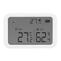 Išmanusis jutiklis TUYA Zigbee temperatūrai, drėgmei, šviesai 3 viename, įrašymo įrenginys su LCD ekranu gray
