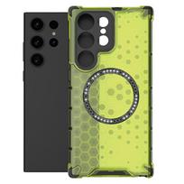 For Samsung Galaxy S23 Ultra 5g Magnetic Ring Back Cover Phone Case Magsafe Ring Wireless Charge Lens Protect Shockproof Cases CHINA&For S23 Ultra žalia