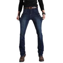 Men's Flare Jeans Korean Style Stretch Slim Men's Flared Denim Trousers Jeans Men 29 tamsiai mėlyna spalva