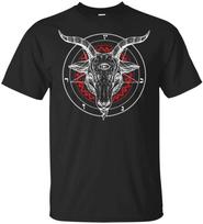 Satan Goat Baphomet Circle Symbol Satanic Church T-Shirt. Premium Cotton Short Sleeve O-Neck Mens T Shirt New S-3XL S juoda