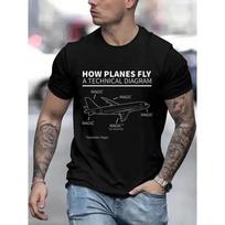 T Shirt Men Women How Planes Fly  Funny T-Shirt Short Sleeves Hip Hop T Shirt Funny Pilot and Airplane Flying Oversized Tee S smėlis